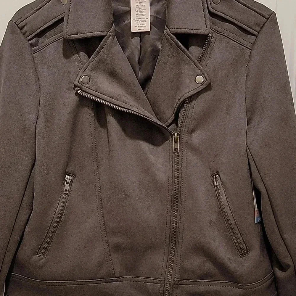 Philosophy Grey Faux Leather Suede Jacket Size Large - Picture 5 of 10
